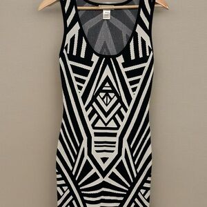 Jealous Tomato Black & Ivory Geometric Bodycon Dress NWOT - Size M